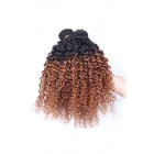 Peruvian Virgin Human Hair Kinky Curly Ombre Hair Weave Color 1b/#30 3 Bundles