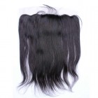 Natural Color Silk Straight Brazilian Virgin Hair Silk Base Lace Frontal Closure 13x4inches