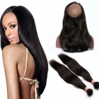 360 Lace Frontal Band with 2 Bundles Brazilian Virgin Hair Straight 360 Circle Lace Frontal