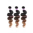 Body Wave Virgin Human Hair  Ombre Hair Weave Color 1b/#4/#27 3 Bundles