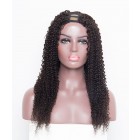 24" Kinky Curly Brazilian Virgin Human Hair U Part Wigs