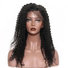 Natural Color Kinky Curly Silk Top Lace Wigs Brazilian Virgin Human Hair