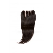 Natural Color Brazilian Virgin Hair Silk Straight Three Part Lace Closure 4x4inches