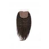 Natural Color Kinky Straight Brazilian Virgin Hair Silk Base Closure 4x4inches