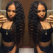 Natural Color High Quality 100% Brazilian Virgin Human Hair Wig Deep Wave Lace Front Wigs