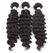 Natural Color Deep Wave Brazilian Virgin Human Hair Weave 3pcs Bundles