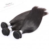 Natural Color Silk Straight Brazilian Virgin Human Hair Extensions Weave 3 Bundles