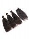 Mongolian Virgin Hair Kinky Straight Free Part Lace Closure with 3pcs Weaves