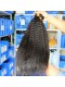 Natural Color Kinky Straight Peruvian Virgin Human Hair Weaves 4pcs Bundles