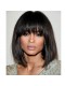 Ciara Inspired 250% Density Straight Short Bob Human Hair Wigs With Bangs For Women