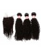 Indian Remy Hair Kinky Curly Free Part Lace Closure with 3pcs Weaves