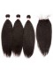 Indian Remy Hair Kinky Straight Free Part Lace Closure with 3pcs Weaves