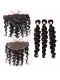 Natural Color Loose Wave Brazilian Virgin Hair Lace Frontal Free Part With 4 Bundles