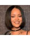 Rihanna Inspired Straight Short Bob Lace Front Human Hair Wigs 250% Density