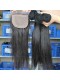 Brazilian Virgin Hair Straight 4X4inches Middle Part Silk Base Closure with 3pcs Weaves