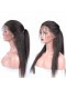 Natural Color Italian Yaki Brazilian Virgin Human Hair Glueless Full Lace Wigs