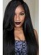 Brazilian Virgin Human Hair Yaki Straight Full Lace Human Hair Wigs Natural Color