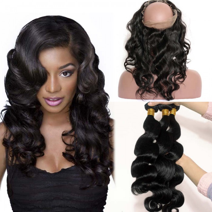 360 Lace Frontal Band Body Wave Brazilian Virgin Hair Lace