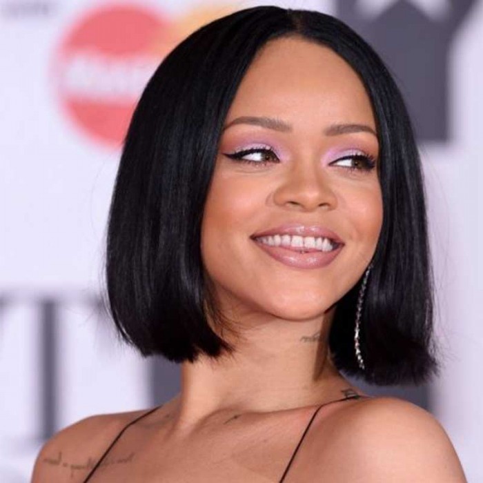 Rihanna Inspired Straight Short Bob Lace Front Human Hair Wigs 250
