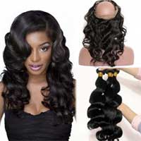 360 Lace Frontal Band Body Wave Brazilian Virgin Hair Lace Frontals Natural Hairline with Two Bundles